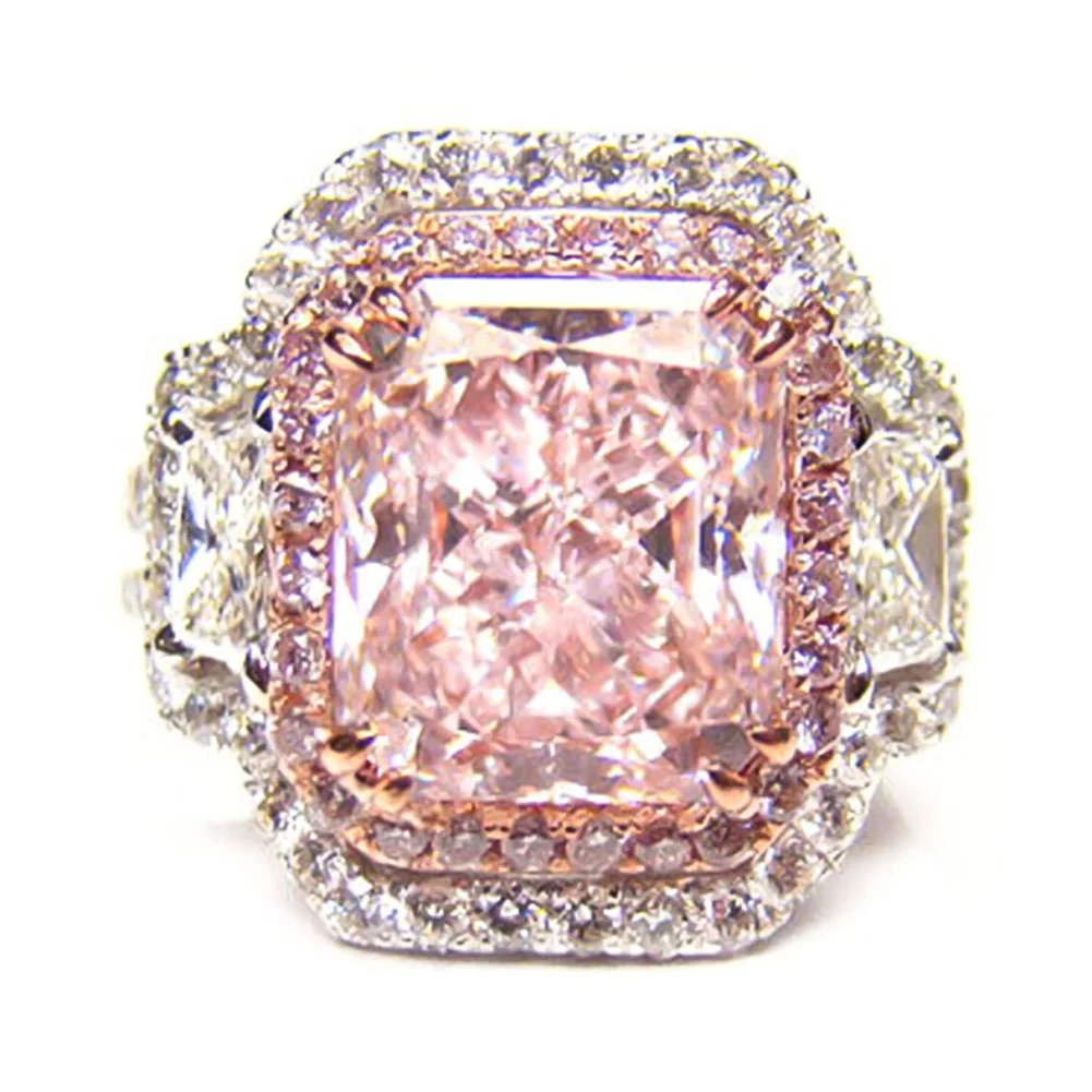 Простой квадратный кубический цирконий инкрустированное кольцо для невесты