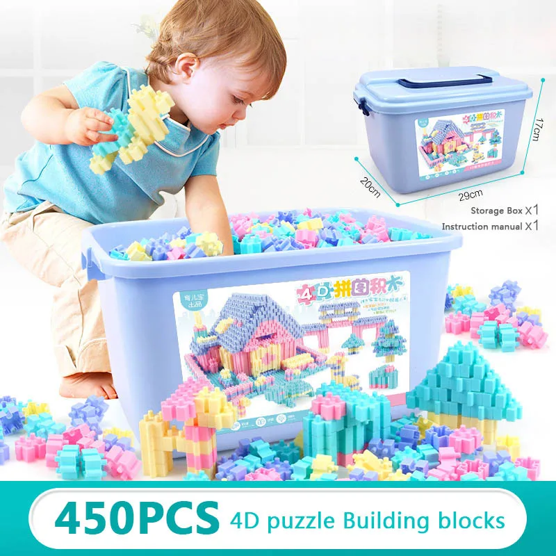 A037-450PCS 450 шт. забавные головоломки строительные блоки городской замок дом DIY креативные Кирпичи Блок модель фигурки Развивающие игрушки для детей Подарки - Цвет: A037-450PCS