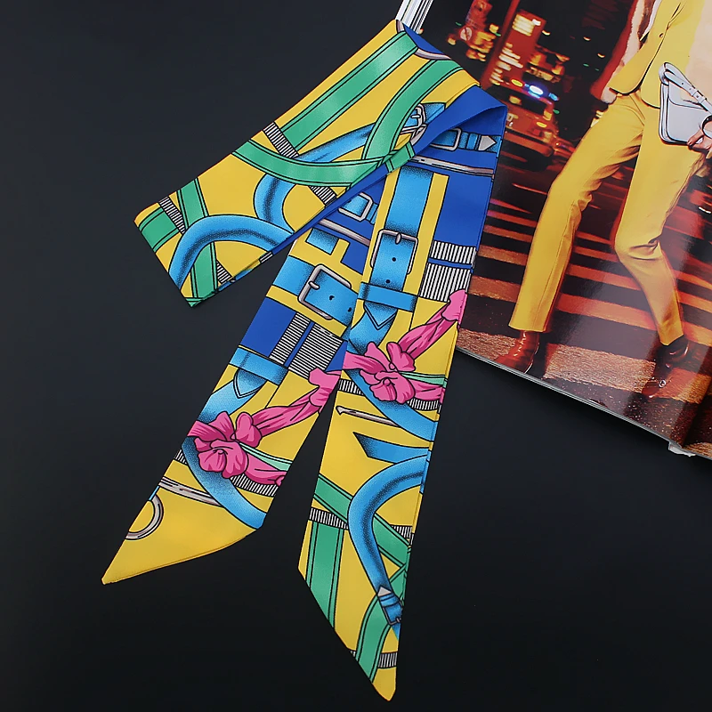 Новинка 2020 женский шарф для сумок шелковые узкие женские шарфы шеи модные волос с