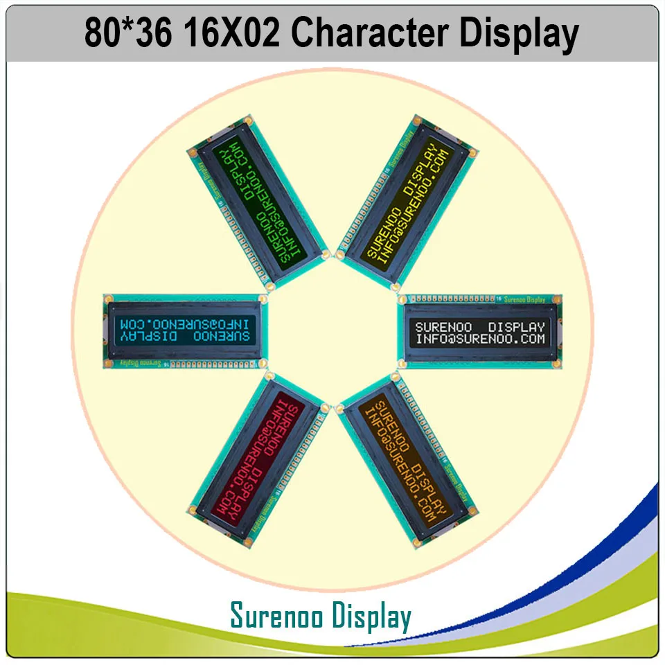 162 1602 16X2 Character LCD Module Display Screen LCM Red Green Blue White Orange Yellow on FSTN Negative Black Background