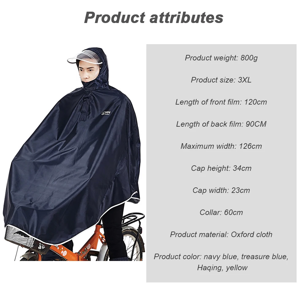 

Men Women Outdoor Raincoat Bicycle Hooded Windproof Cycling Rain Cape Cover MGO3
