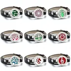 Ароматерапия кожаный браслет из нержавеющей стали Древо жизни Ароматические кулоны диффузор для эфирных масел, браслеты черный кожаный браслет