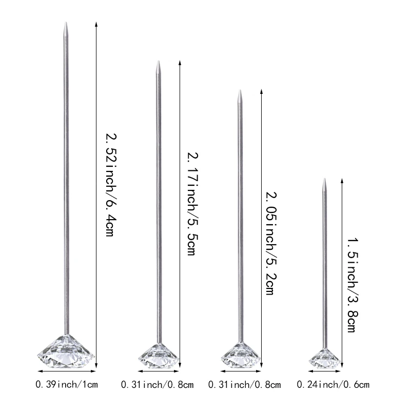 MIUSIE 3 размера 100/40/20 шт. блестящие алмазные булавки с кристаллами Свадебные