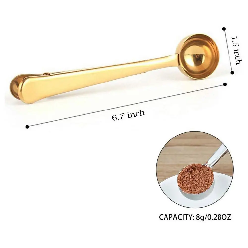 

Coffee Spoon With Long Handle with Clip For Kitchen Measuring Liquid Supply Seasoning Powder Sealing Spoons Milk Coffeeware E0J3