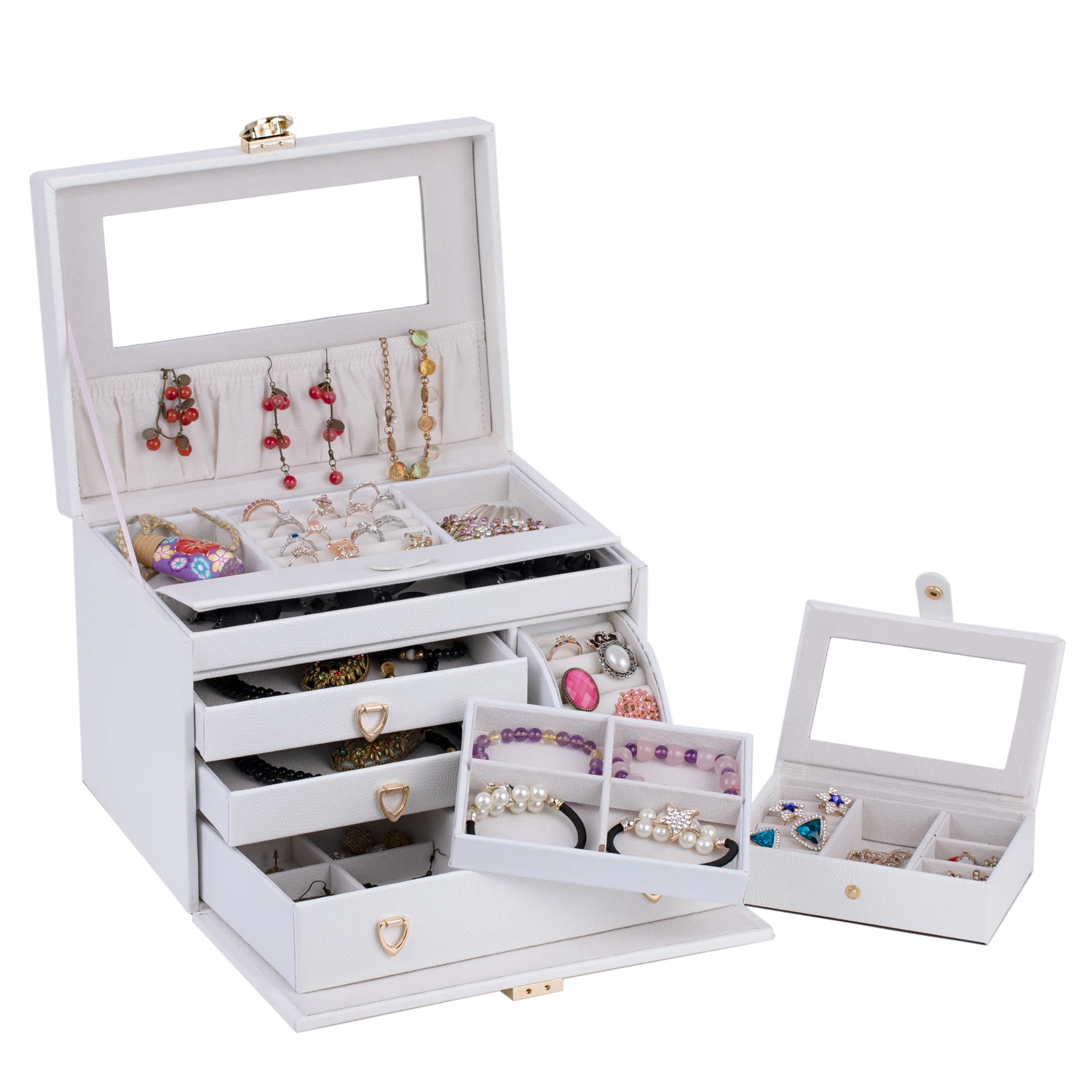 2022 new lock jewelry box Pu Earring Necklace Ring storage box jewelry display box