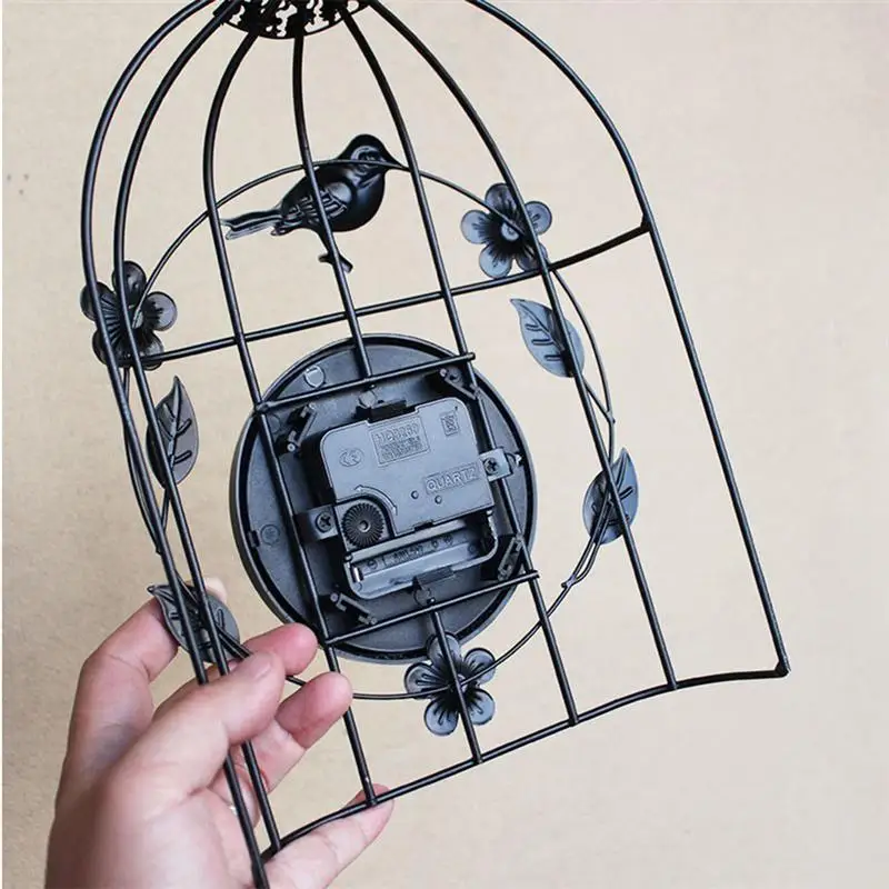 1 шт. железные настенные часы в виде птичьей клетки ретро римские цифровые