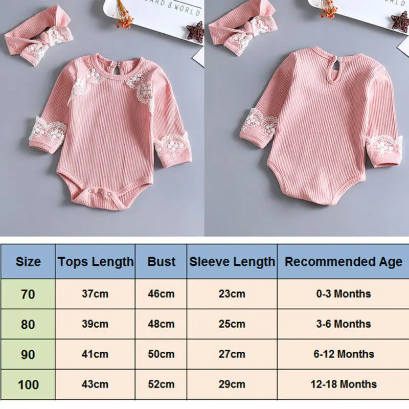

Ma&Baby 0-18M Newborn Infant Baby Girls Lace Knitted Romper Long Sleeve Cute Jumpsuit Autumn Baby Girl Clothes