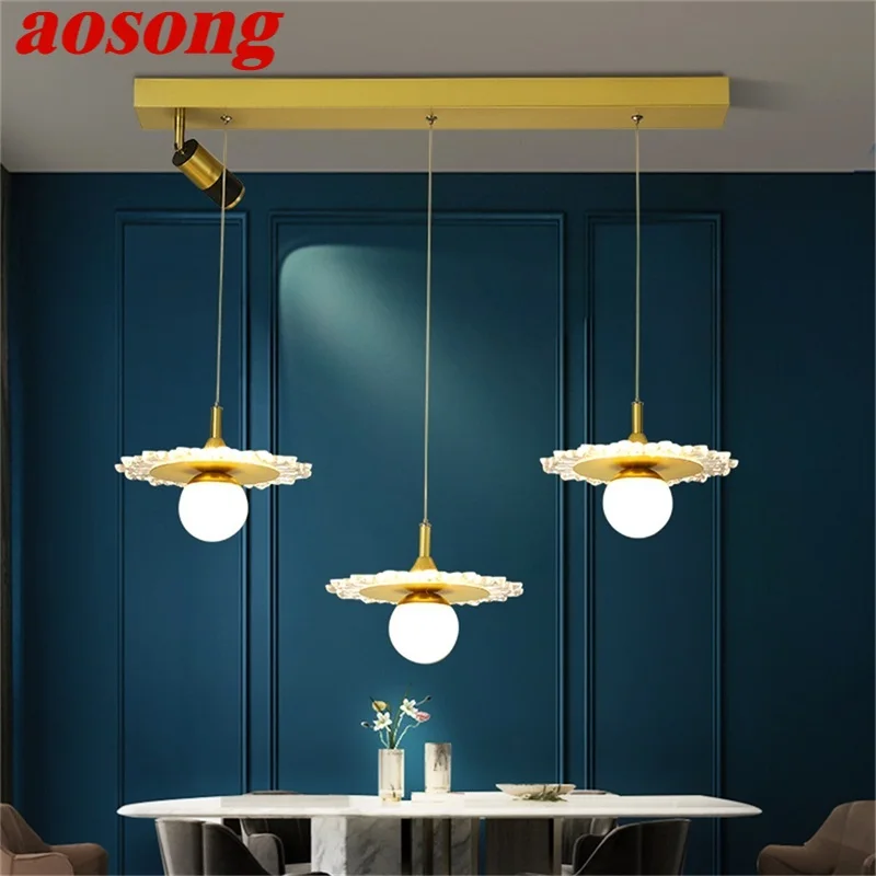 

AOSONG Creative Lights Pendant Contemporary LED Gold Lamps With Spotlight Fixtures for Home Dining Room