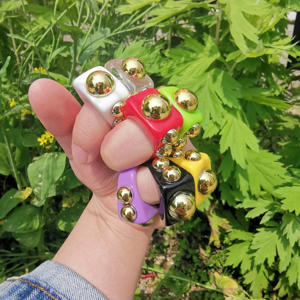 

BEAUTY LAYER New Trendy Hyperbole Rings Candy Color Unusual Protrusions Resin Heart Finger Rings for Women Girls Jewelry Party