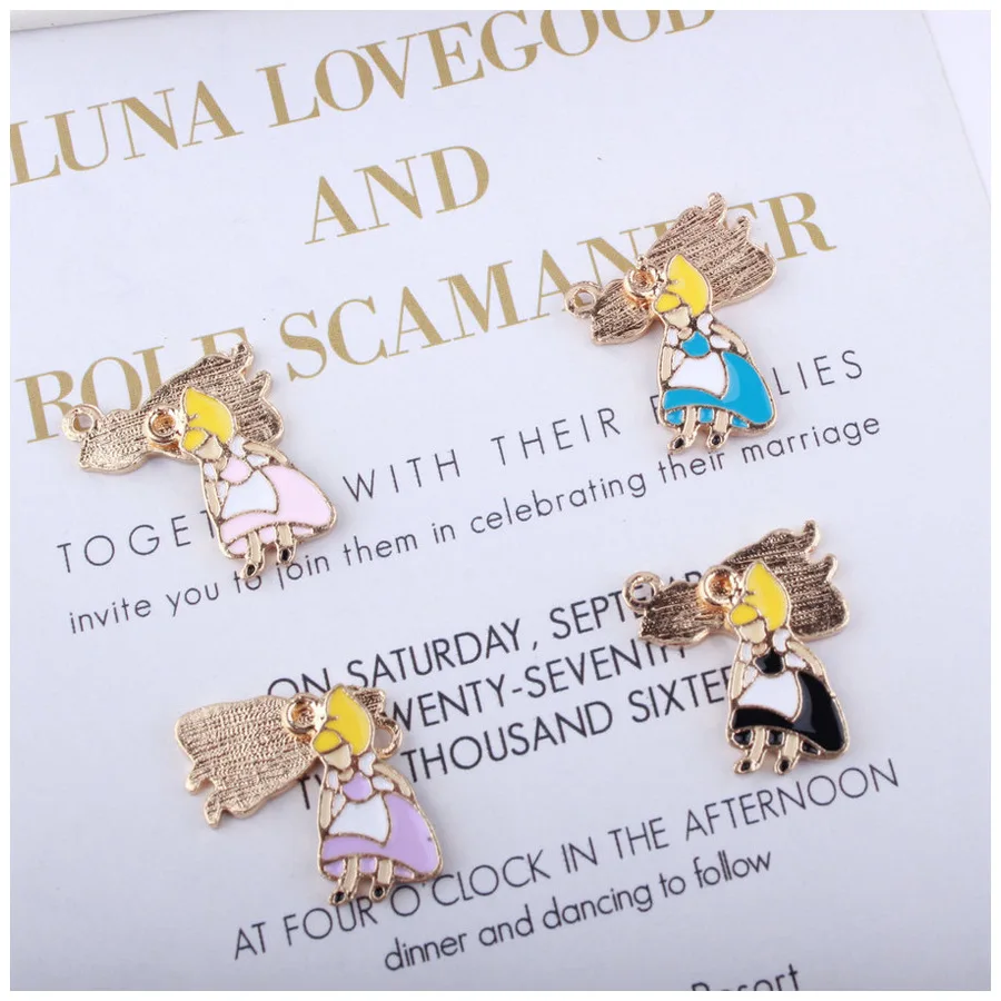 

10pcs Enamel Dancing Girl Charm for Jewelry Making Cute Earring Pendant Bracelet Necklace Charms Diy Design Charms Drop Shipping
