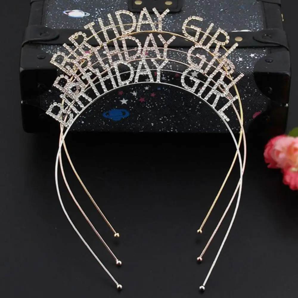 

80% Hot Sales Metal Rhinestone Inlaid Headband Birthday Girl Hair Hoop Party Crown Supplies