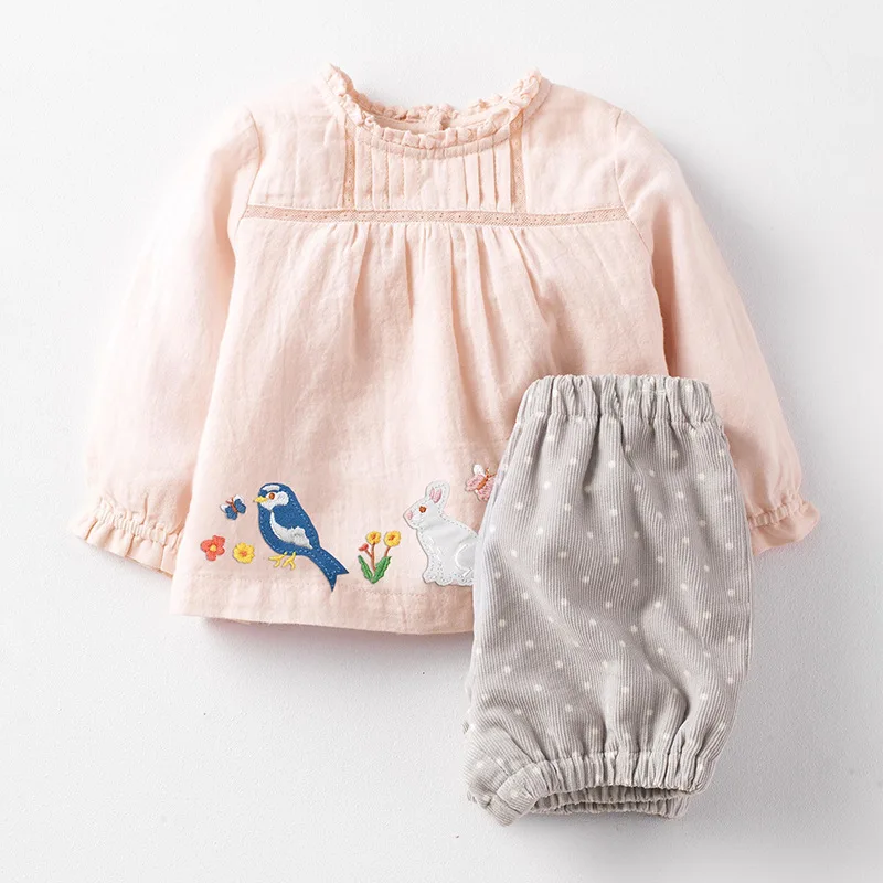 Little Maven/Новые весенне осенние вельветовые штаны с круглым вырезом и аппликацией в