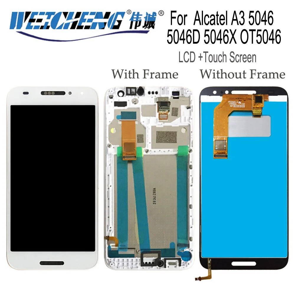 Для Alcatel A3 A 3 5046 5046D 5046X OT5046 ЖК дисплей сенсорный экран в сборе с рамкой для 5046d