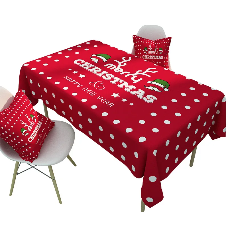 

Nordic Red Christmas Tablecloth Custom Waterproof Cotton Linen Coffee Cloth Plaid Cartoon Series