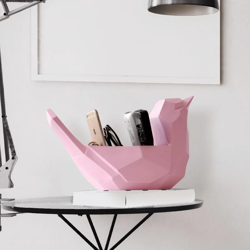 resin bird statue storage box office tools mobile phone stationery organizer of home decor modern desktop ornaments free global shipping