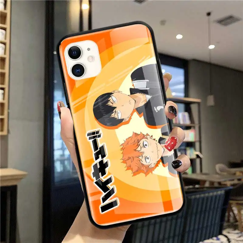 

Tempered Glass Case for iPhone 12 mini 11 Pro MAX 7 8 Plus X XR XS Max SE 2020 7 8+ 6 6S Fundas Capa Shell Haikyuu Capa Luxury