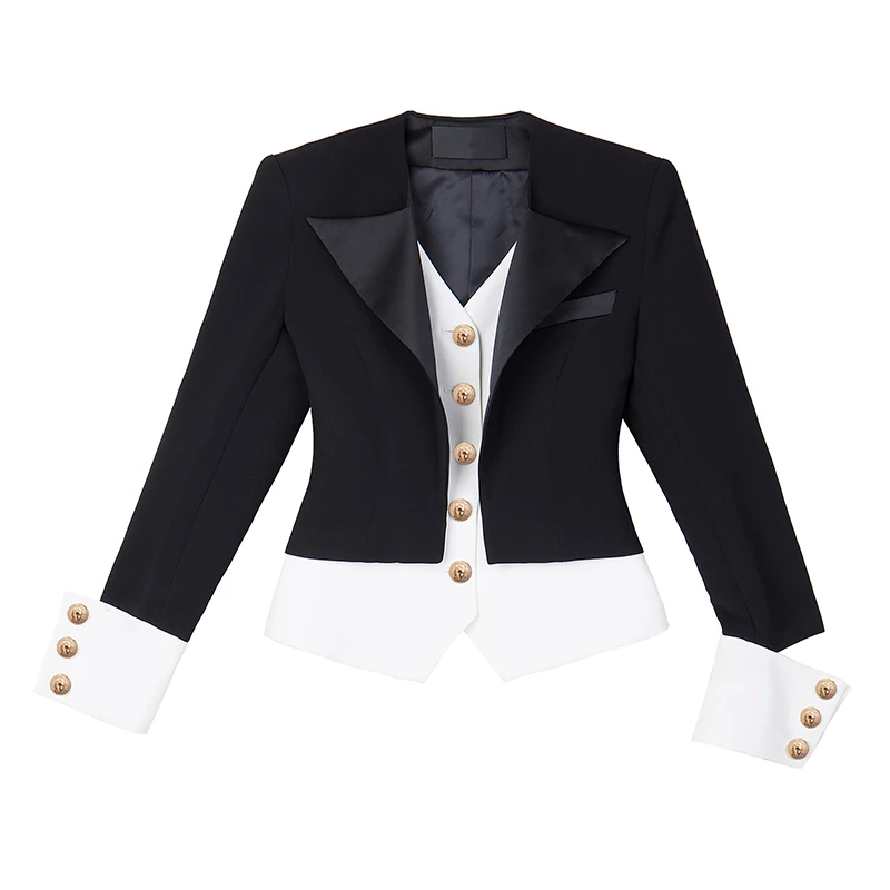 TWOTWINSTYLE Patchwork Hit Color Women's Coat V Neck Long Sleeve Single Breasted Korean Women's Autumn Jackets Fashion New