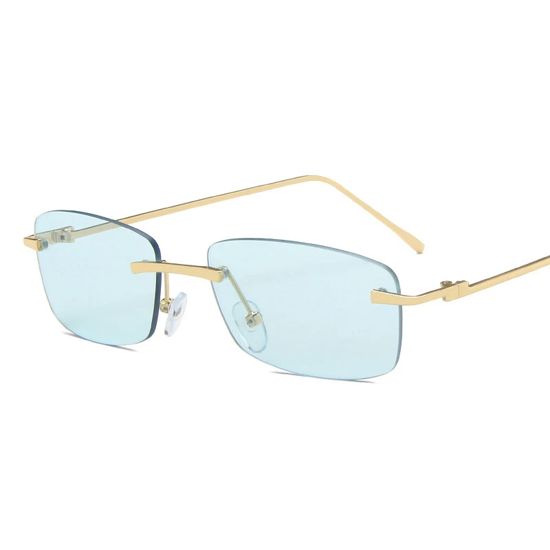 

Seemfly 2020 Rimless Sunglasses Women Rectangle Steampunk Sun Glasses Vintage Ocean Sunsghades Small Metal Eyewear UV400 Oculos