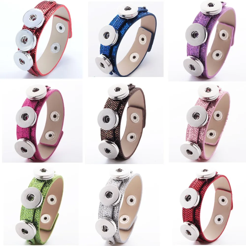 Защелкивающаяся бижутерия 3 кнопки кожаная лампа панк браслет подходит для