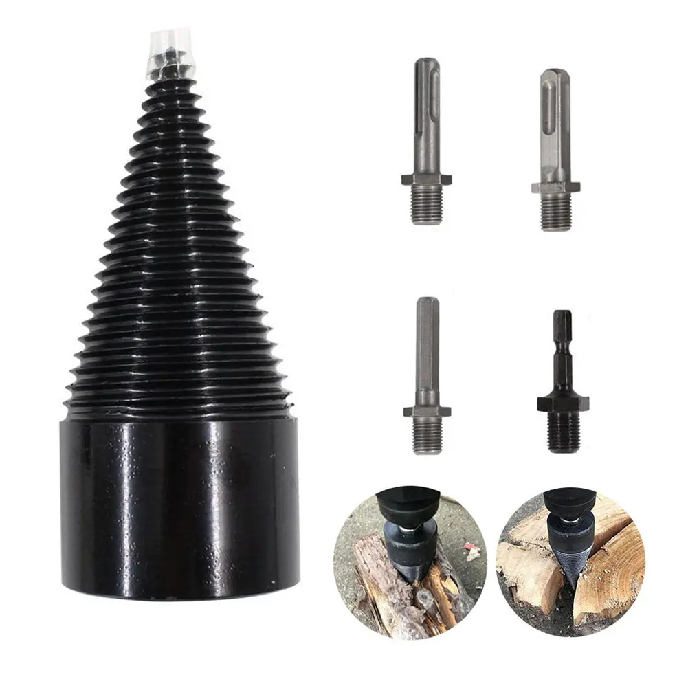 

Конусное сверло для древесины, 5 шт., сплиттер из углеродистой стали, коническая дрель, станок для разделения древесины с желобом, нескользящ...