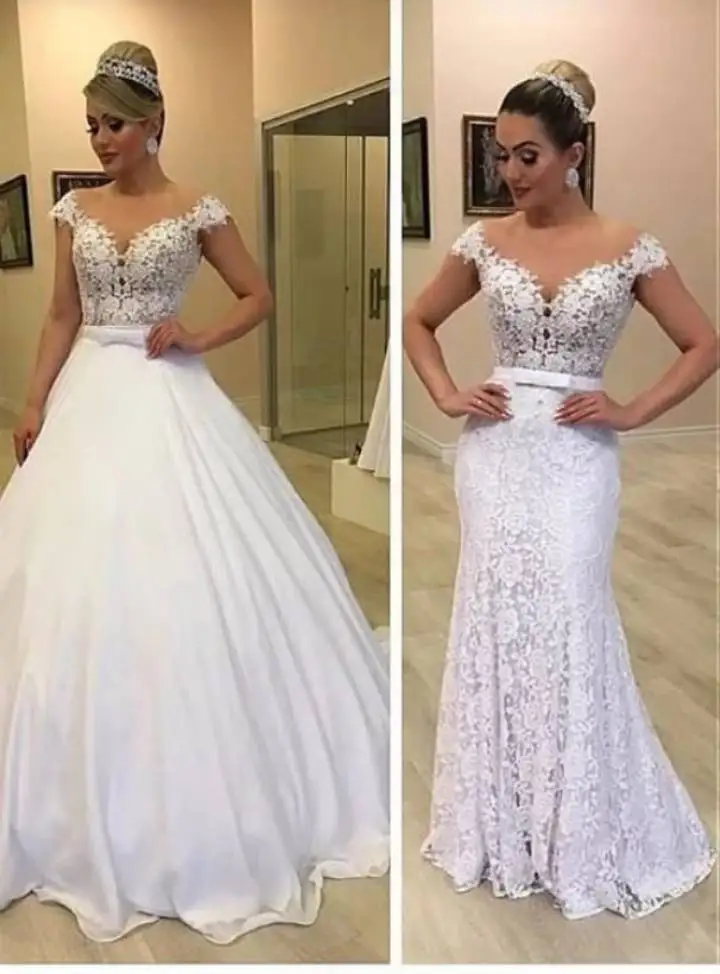 

Detachable Wedding Dresses Ball Gown Off The Shoulder Lace Beaded Dubai Arabic Wedding Gown Bridal Dress Vestido De Noiva