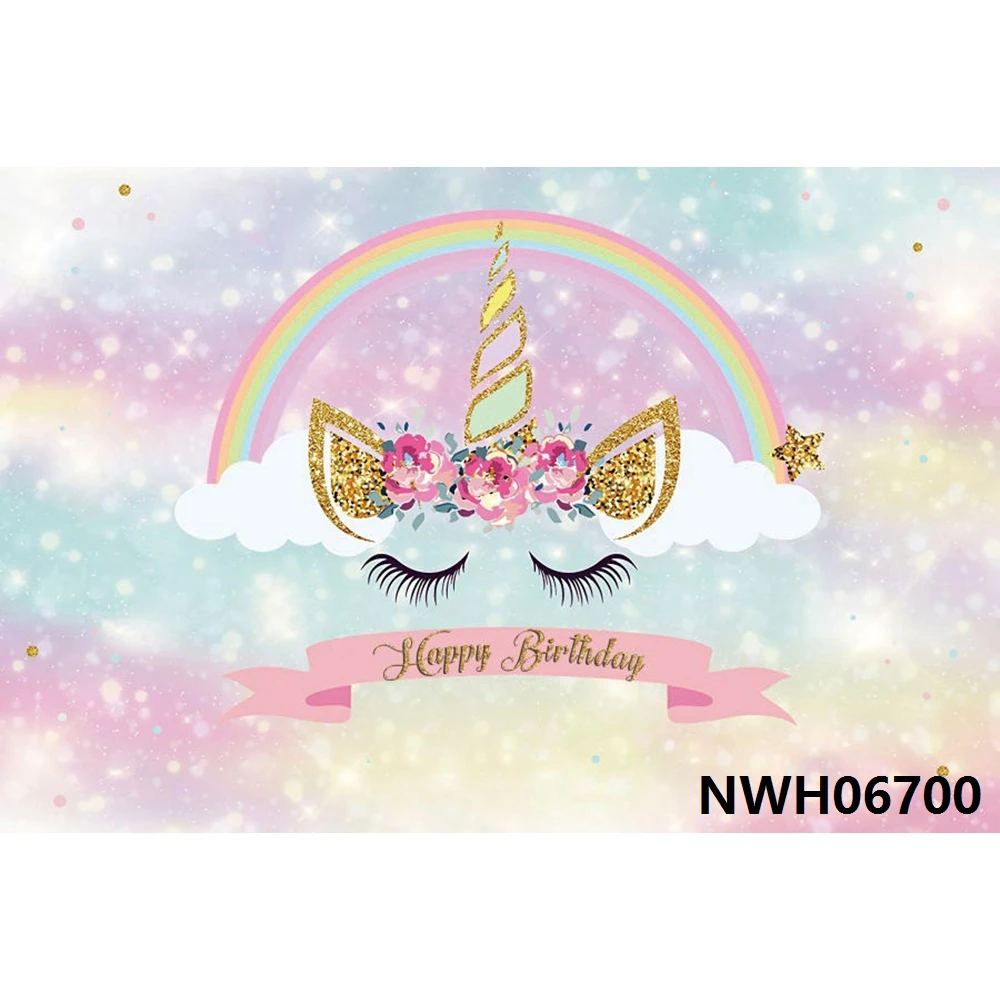 

Nitree фон с единорогом Радужный цветок облако Новорожденный ребенок душ девочка 1-й День рождения виниловый Фотофон