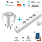 Tuya Wi-Fi ЕС смарт-розетка адаптер Беспроводной пульт дистанционного управления голосовой Управление Мощность монитор таймер разъем работает для Google Home Alexa