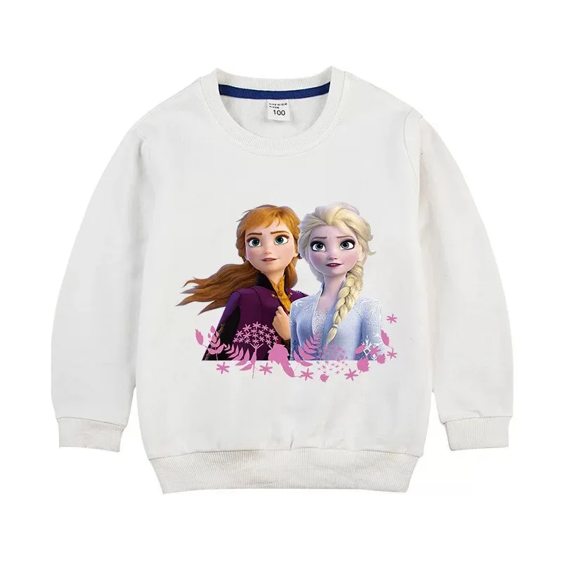 Spring Autumn Disney Frozen Elsa Anna Girl Hooded Sweatshirts Cotton Cartoon Print Kids Pullover Tops Children Sportswear | Детская