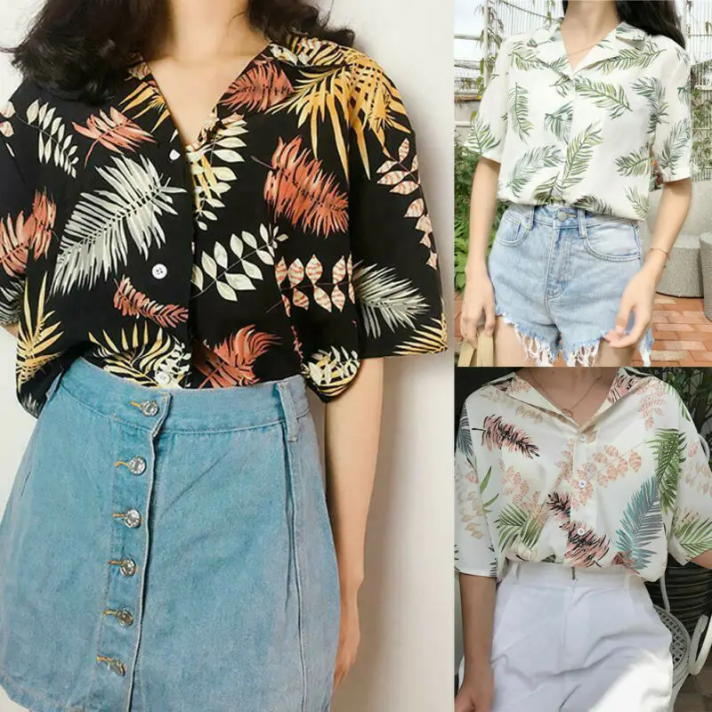 Летняя женская повседневная Гавайская Цветочная печатная Женская пляжная