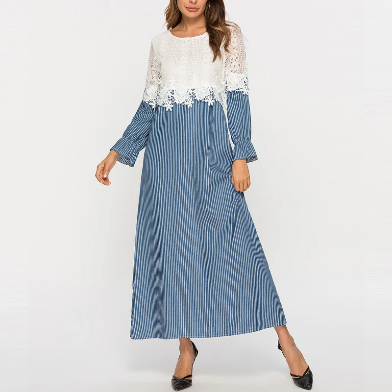 MISSJOY 2019 элегантные свободные женские мусульманские платья Abayas Лоскутные