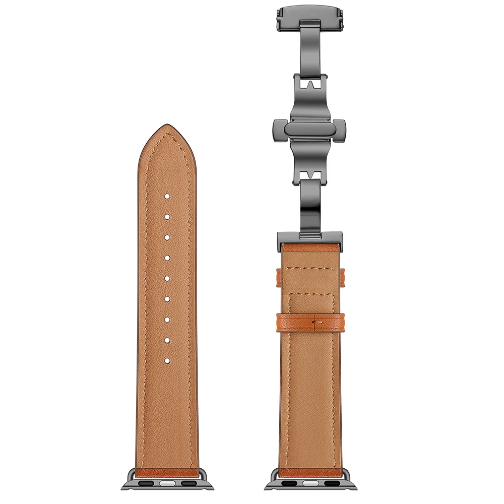 Роскошный чехол из натуральной кожи с бабочками браслет для наручных часов Apple