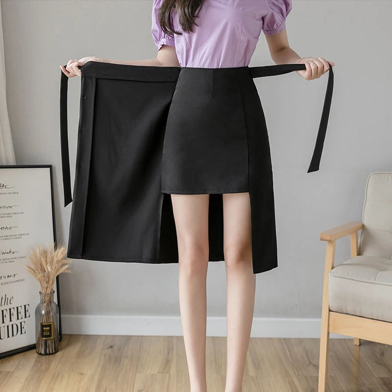 

Limiguyue Summer One-Piece High Waist Skirt Sashes Wrap Skirts Lace Up Midi Skirt Women Chic Office Lady Work Wear Faldas K684