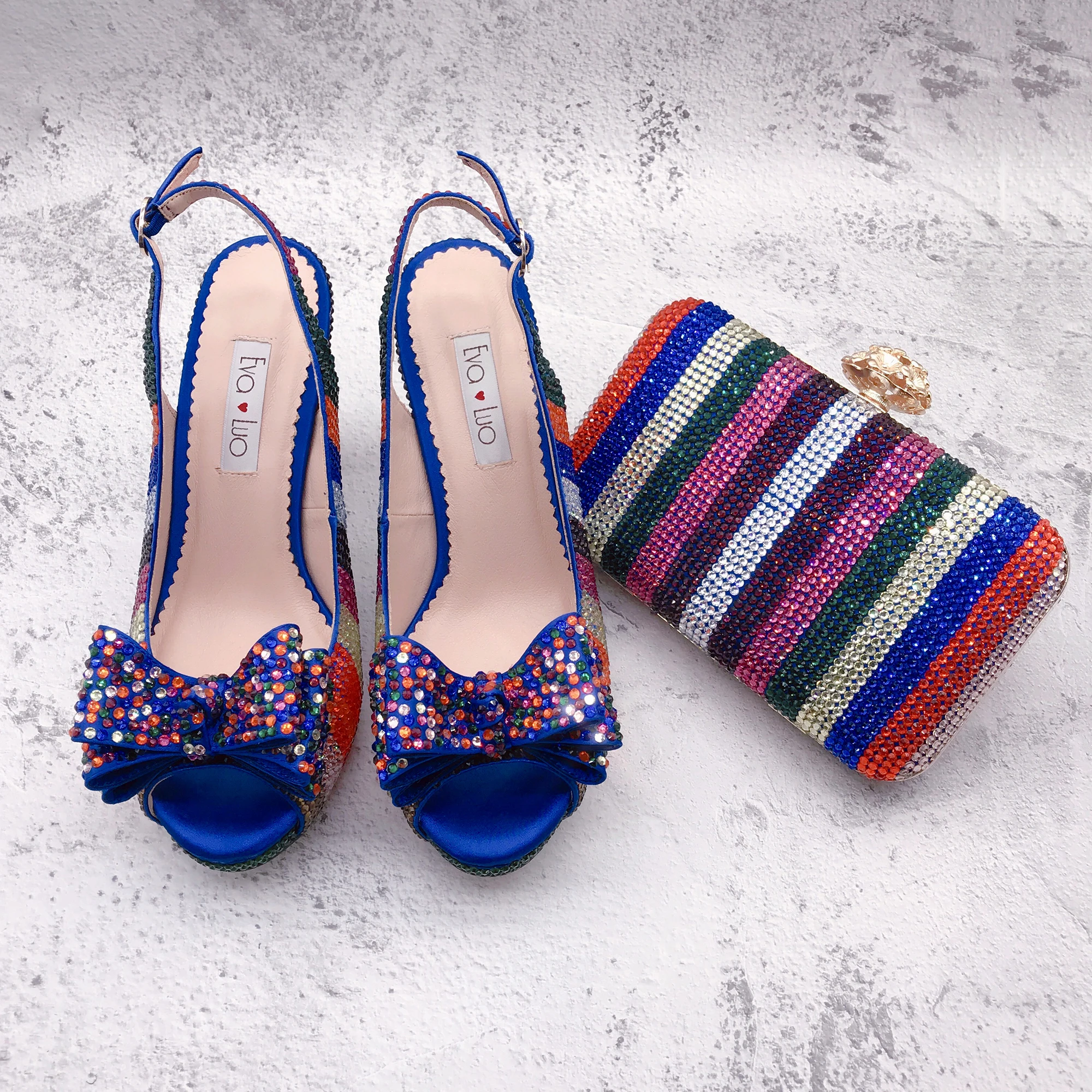BS1301 DHL Индивидуальные разноцветные туфли ручной работы с кристаллами и бантом в