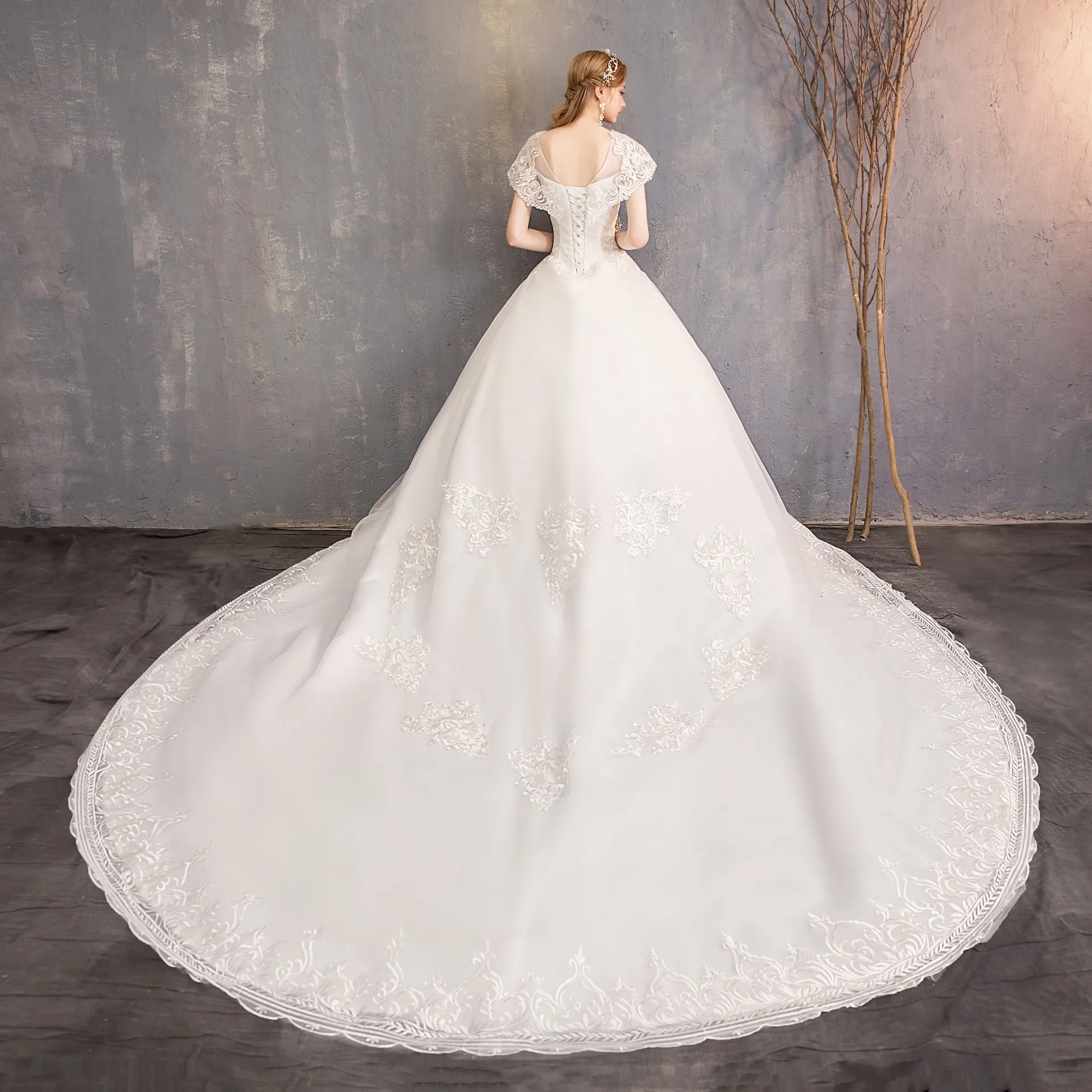 2019 Новое свадебное платье невесты кружевное принцессы в Корейском стиле с