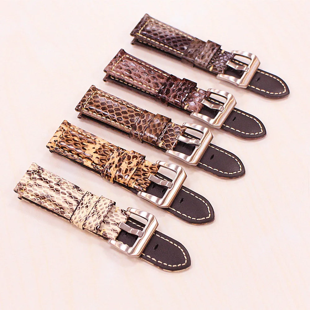 Luxury Snake Leather Watchband 20MM 22MM 24MM Pin Buckle Leather Watch Waterproof Men's Watch Replacement Watch Accessories