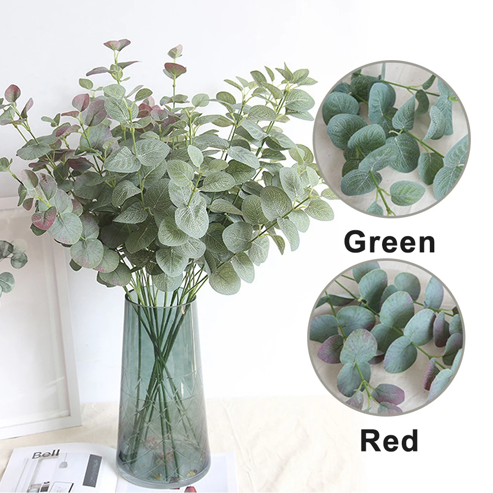 

Искусственный Поддельный лист эвкалипта зеленое растение шелковые цветы скандинавский домашний декор Имитация сушеные цветы украшения дл...