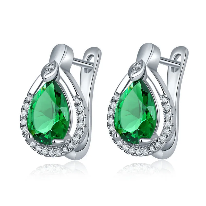

YJGS New 7 Colors Crystal Earrings For Women Hyperbole AAA Zirconia Pave Green Blue Red Hoop Earring Jewelry Acc Gifts Brinco