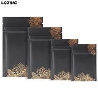 100pcs matte black zip lock powder bag hot gold printed foil zipper bags food snack storage pouches small baking gift package