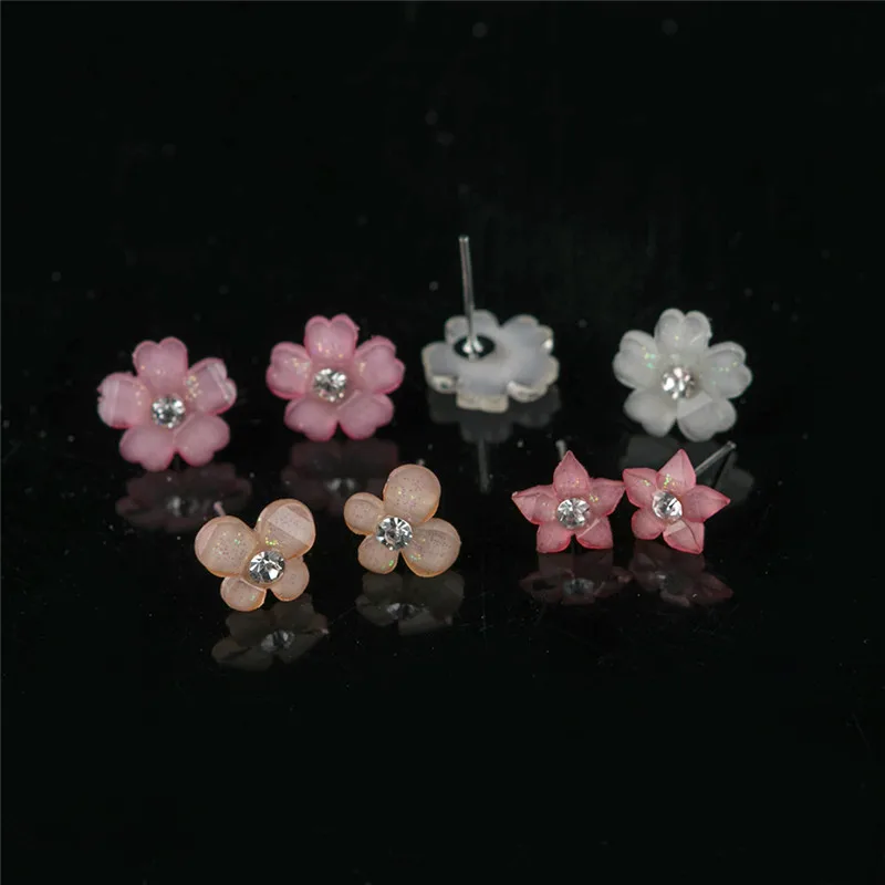 Женские серьги гвоздики с цветком из смолы 12 пар/Лот ювелирное изделие в