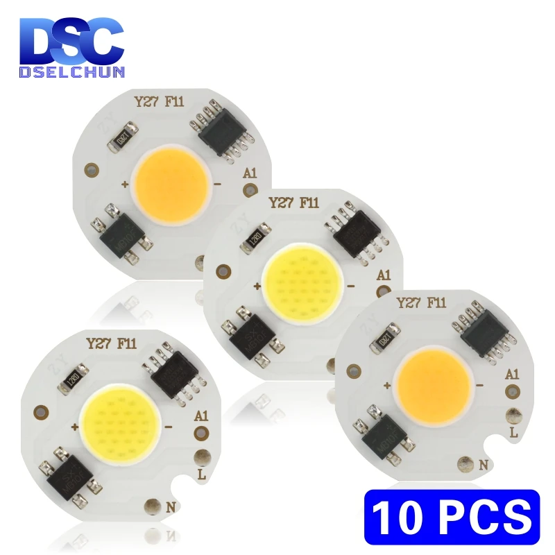 

10pcs/lot 3W 5W 7W 9W LED COB Chip 220V Smart IC No Need Driver LED Bulb Lamp for Flood Light Spotlight Downlight Diy Lighting