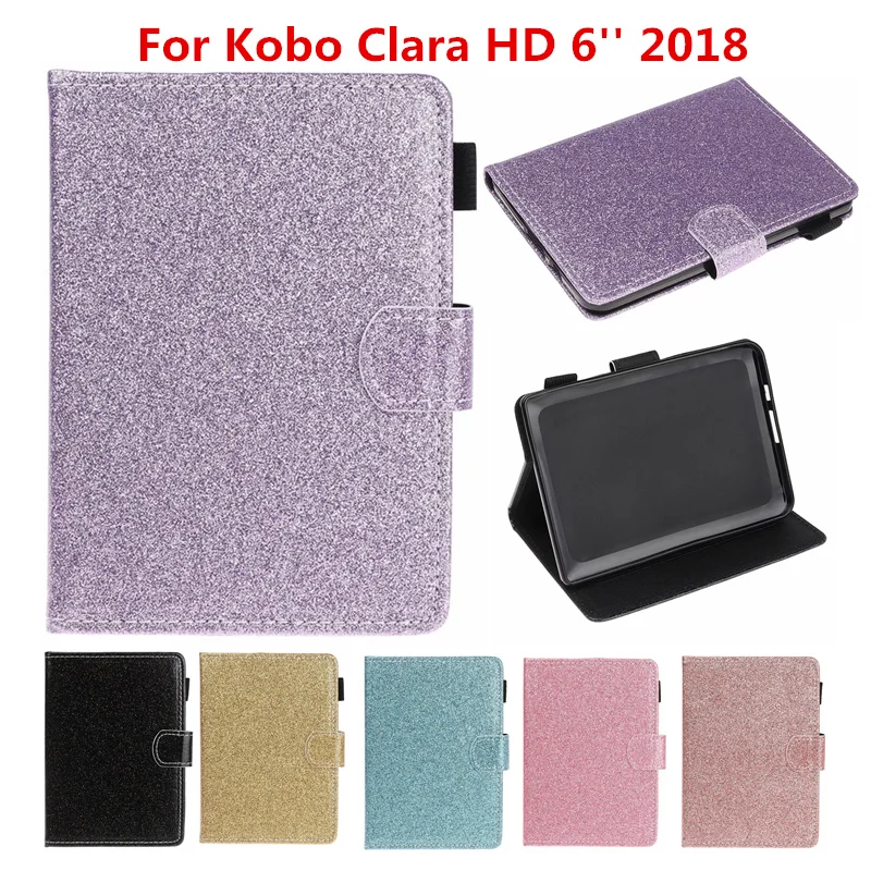 Блестящий Магнитный умный чехол для Kobo Clara Прозрачный HD из искусственной кожи