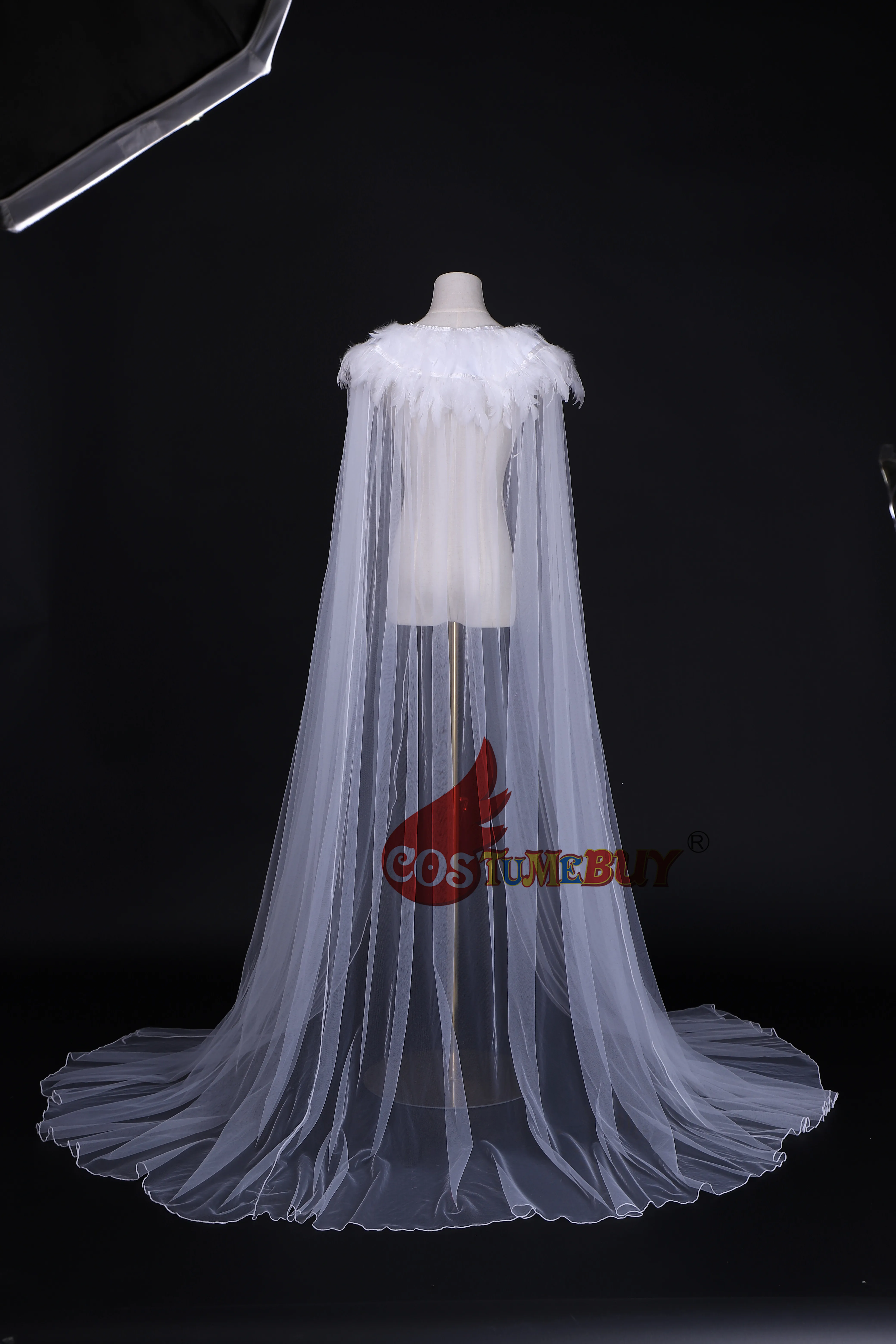 CostumeBuy Сексуальная Иллюзия длинное женское накидка с перьями Тюль ночная рубашка