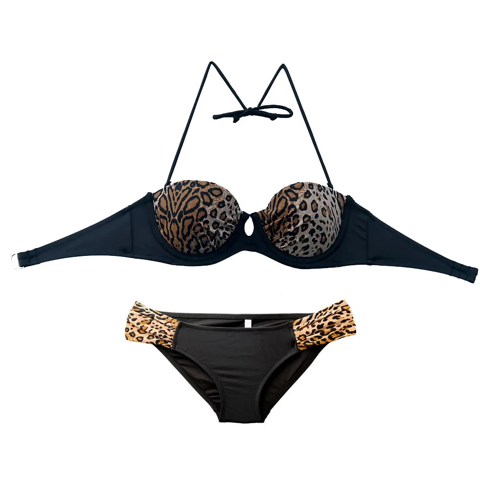 Women Bikini Black Sexy Plus Size Swimwear Bikinis Secret Swimsuit Biquini Bathing Suit Leopard push-up  beach Bikini Sets