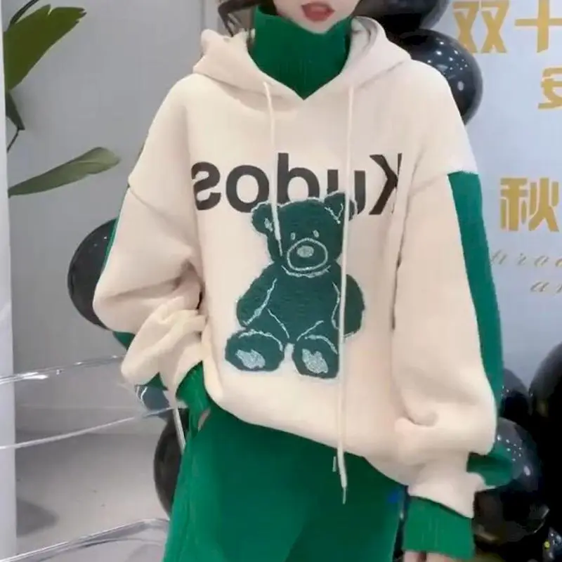 Осенне-зимние модные повседневные комплекты с капюшоном женский бархатный