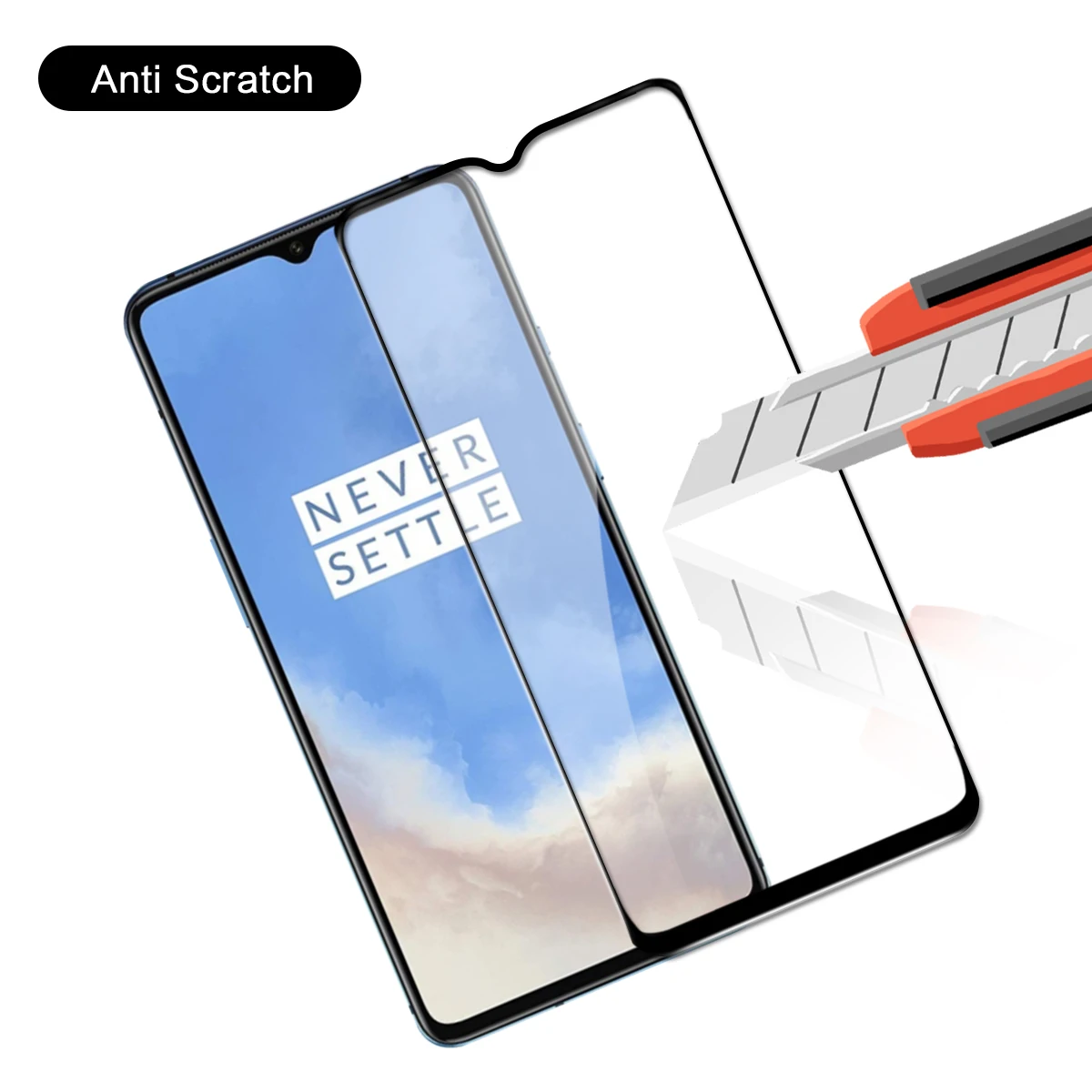 Screen Protector for OnePlus 7T Tempered Glass Full Coverage Dust-proof Anti-Scratch Bubble Free LCD Screen Cover One Plus 7T