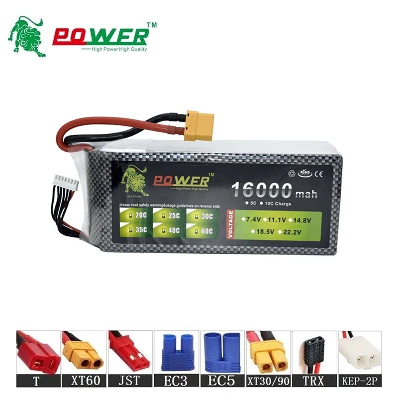 Предотвращение столкновений 2s 3s 4s 6s 16000mah MAX 60C 7 4 v 11 1 14 8 22 2 аккумуляторная батарея