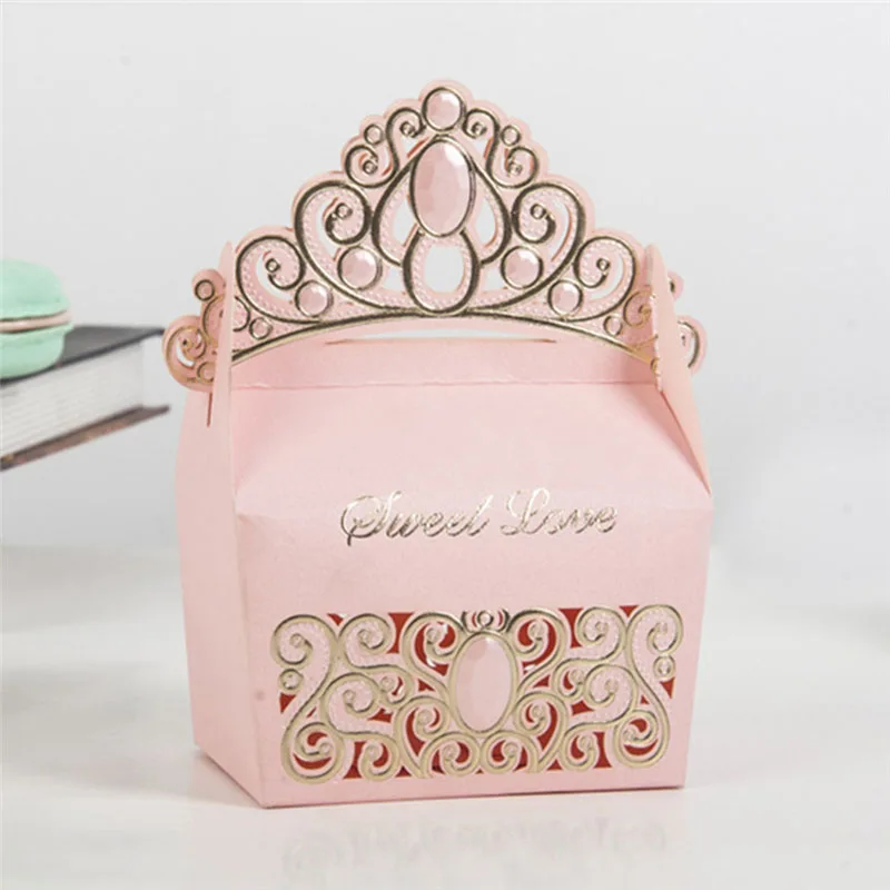 50pcs Crown Favor Boxes Candy Paper DIY For Wedding Party Sweety Box Treat Kids Birthday Girl Supplies Table Decor |
