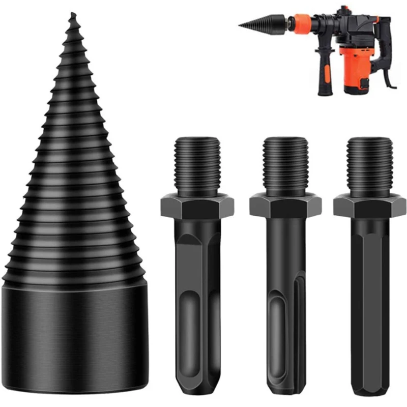 

32mm/42mm HSS Firewood Splitter Drill Bit Round/Hex/Triangle Shank Wood Split Cone Drill Bit Woodworking Tools