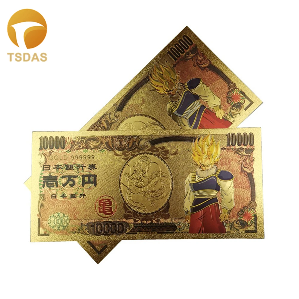 Японские банкноты Дракон 10000 иен Позолоченные для классической коллекции памяти