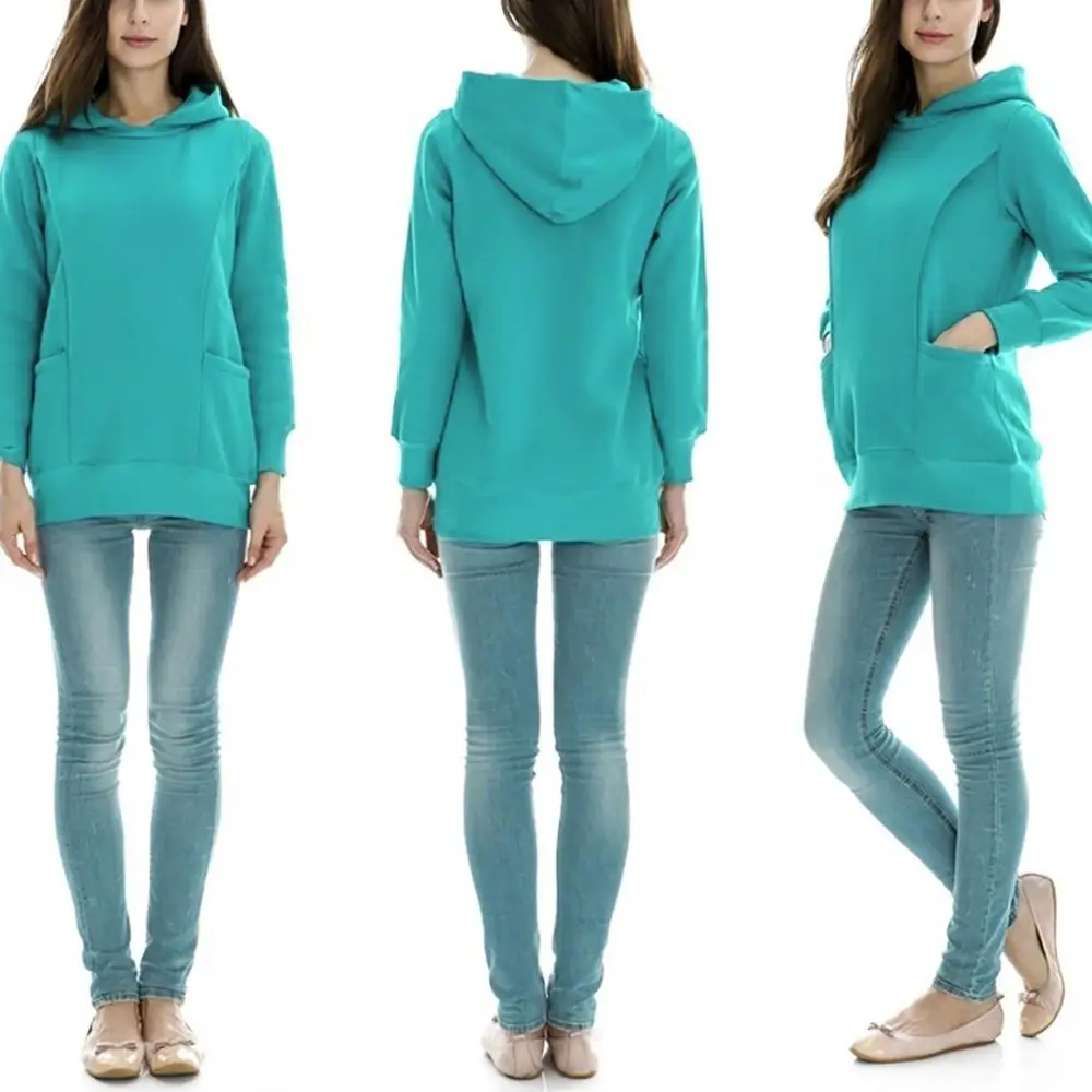 Платья для беременных Одежда топы с капюшоном и длинными рукавами кормления